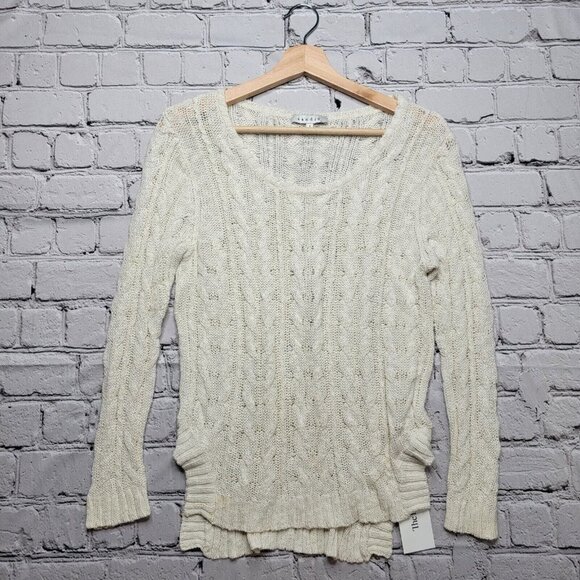 Sandro Cream White Cable Knit Cotton Linen Sweater Size 1 - Picture 1 of 13